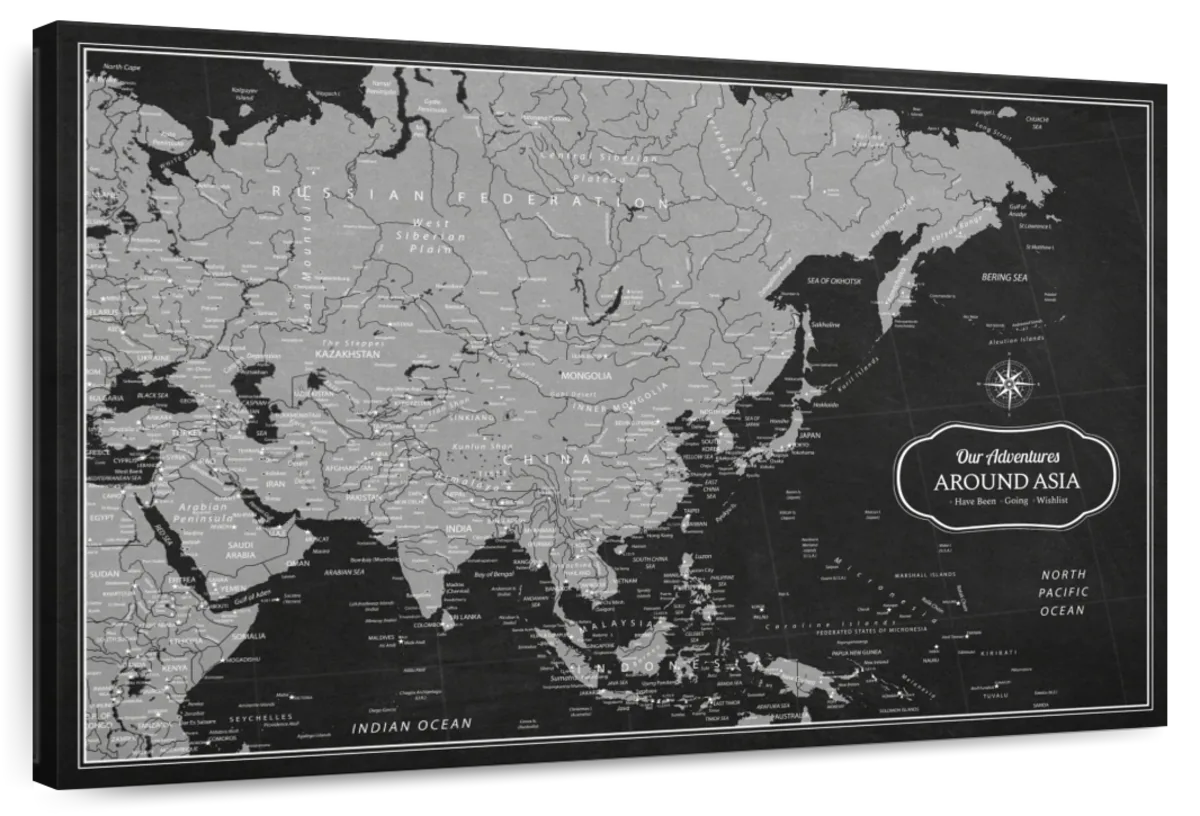 Our Adventures Around Asia Push Pin Map 1