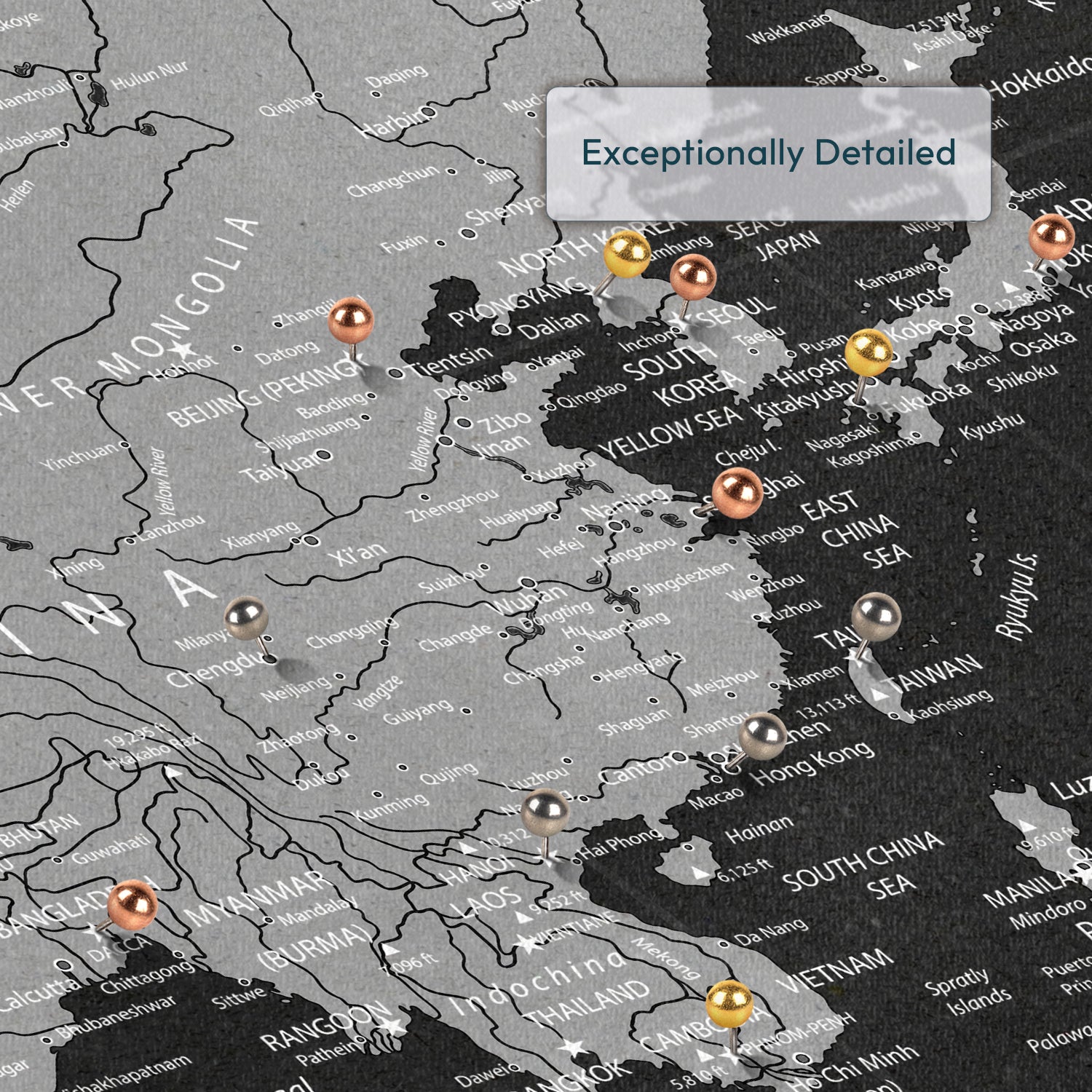 Our Adventures Around Asia Push Pin Map 3