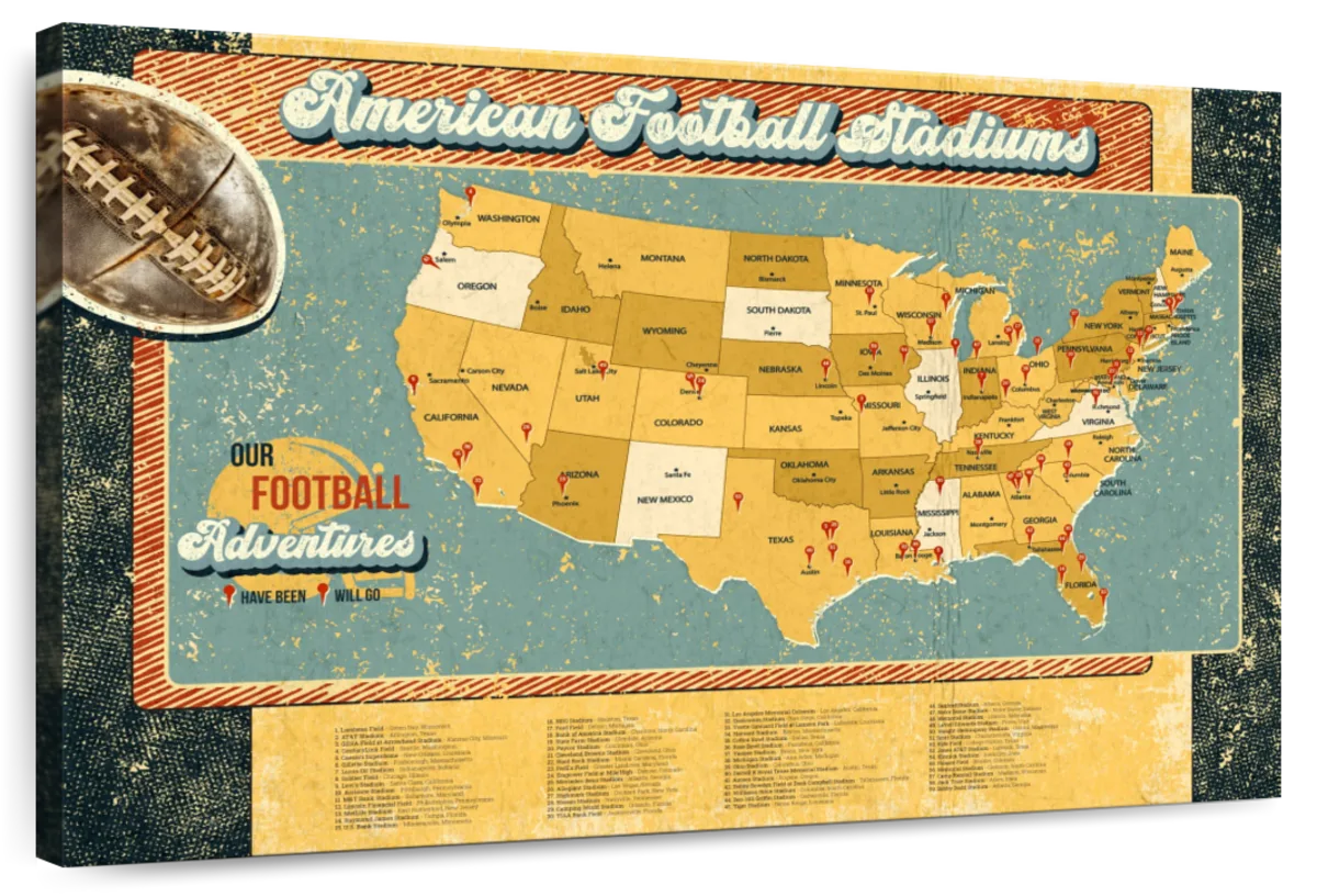 Our Adventures Football Push Pin Map 1