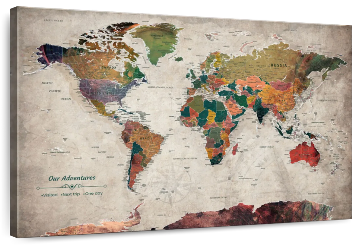 Our Adventures Push Pin World Map 1