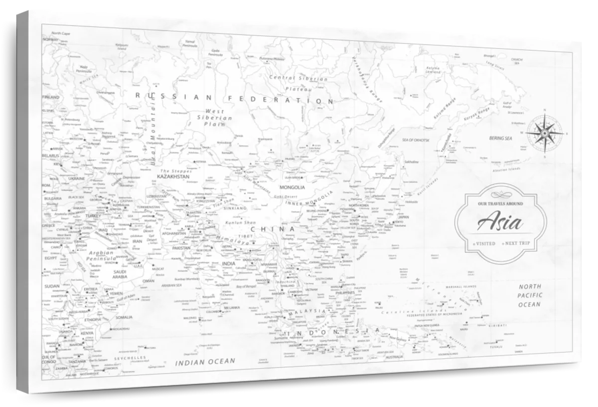 Our Travels Around Asia Push Pin Map 1