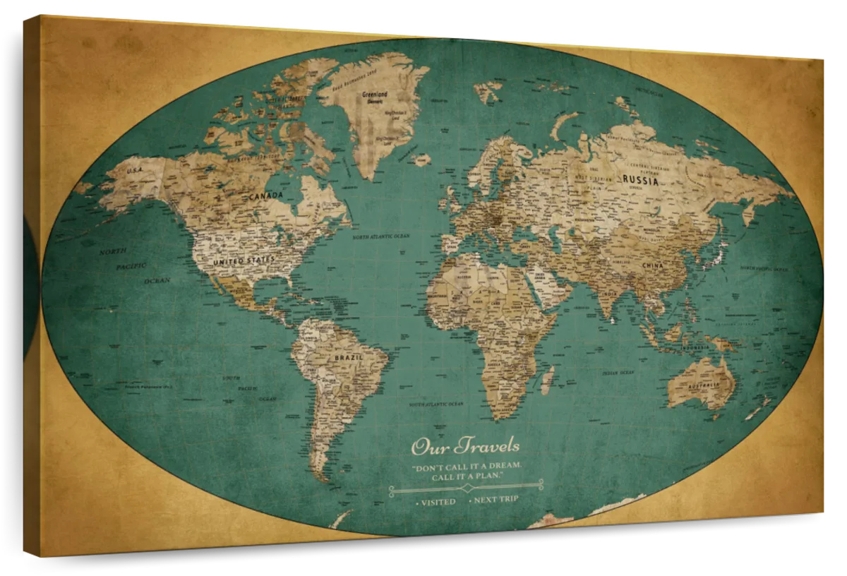 Our Travels Pinned Push Pin World Map 1