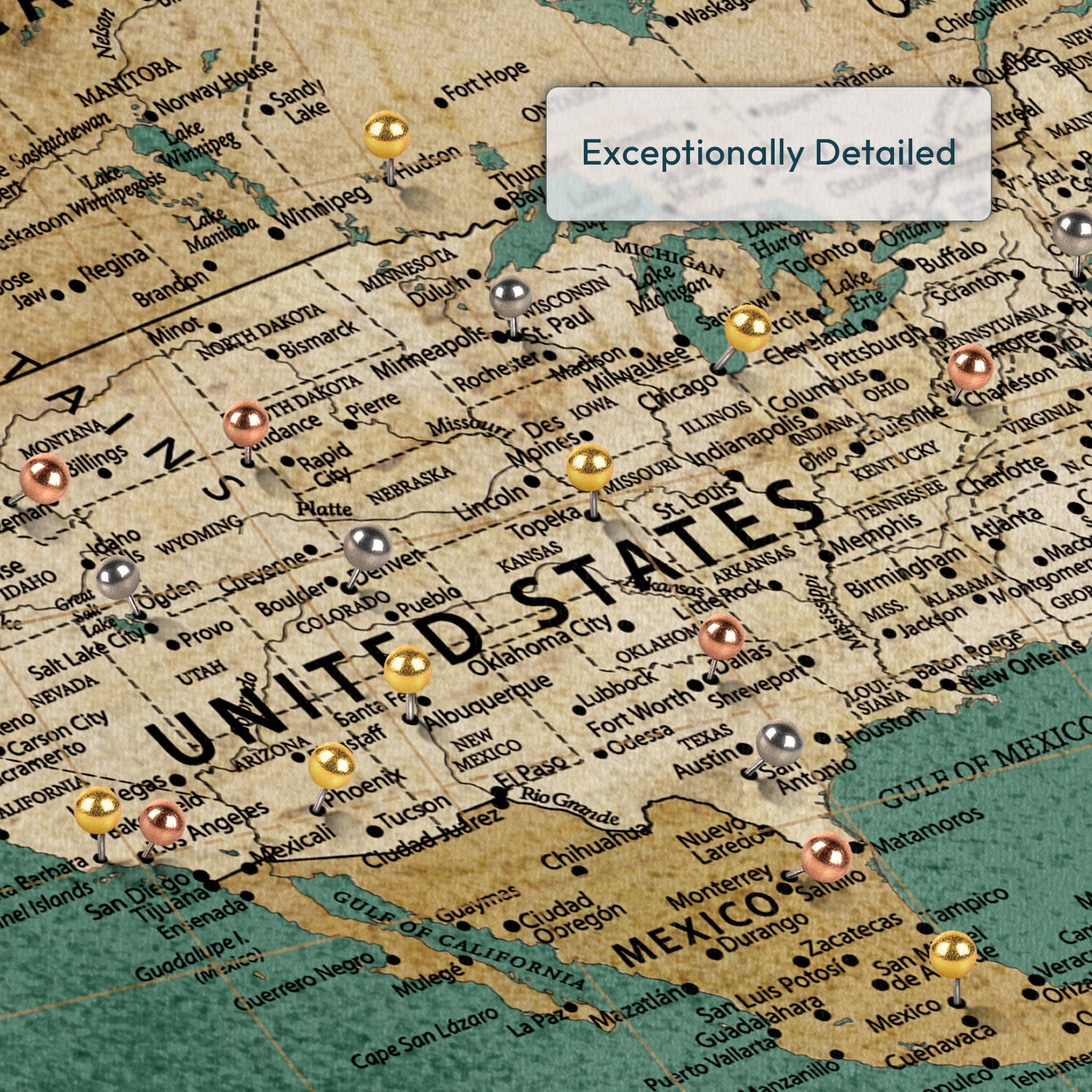 Our Travels Pinned Push Pin World Map 3