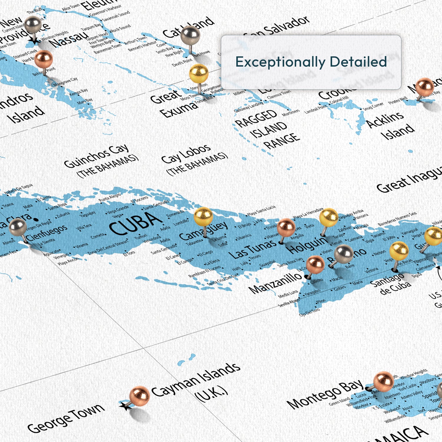 Personalized Across the Caribbean Push Pin Map 3
