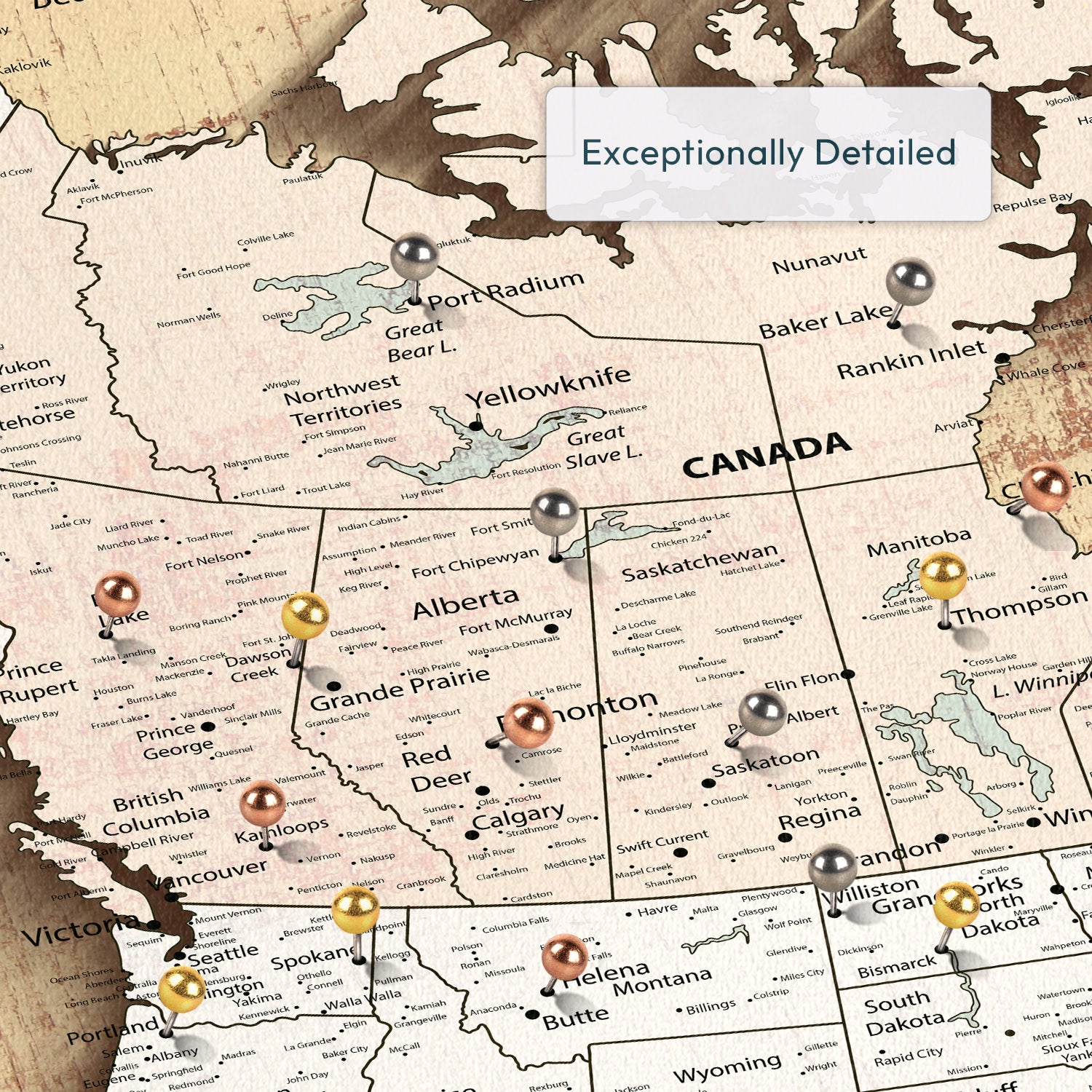 Personalized Adventure Awaits Canada Push Pin Map 3