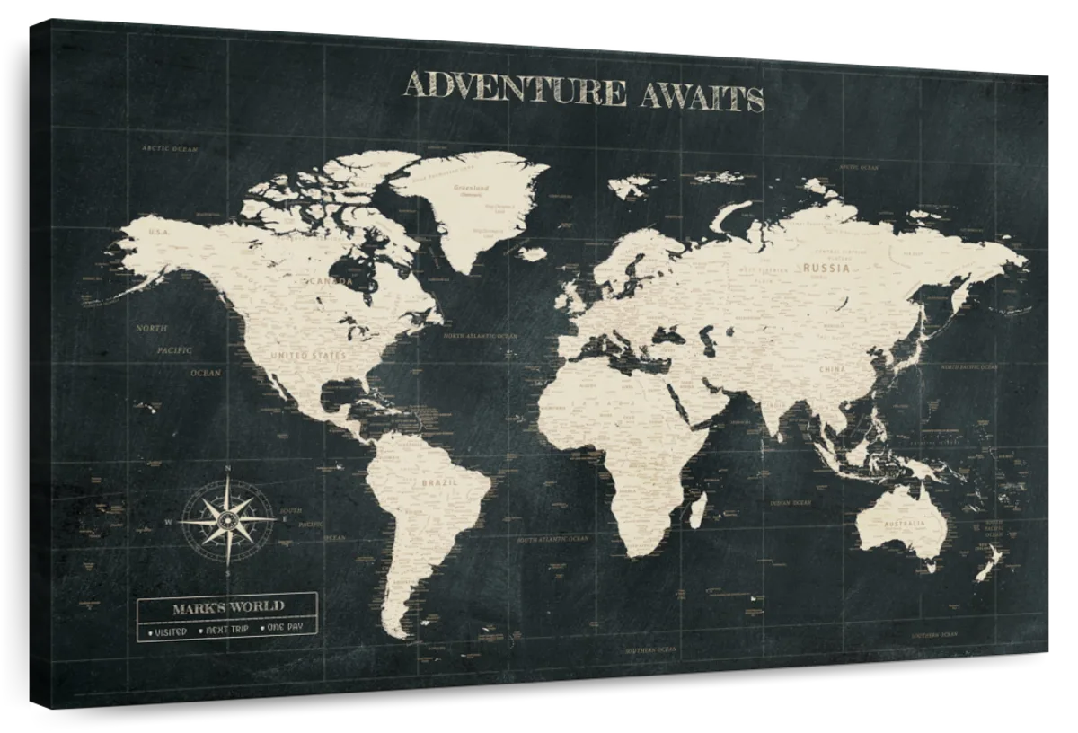 Personalized Adventure Awaits Forever Push Pin World Map 1