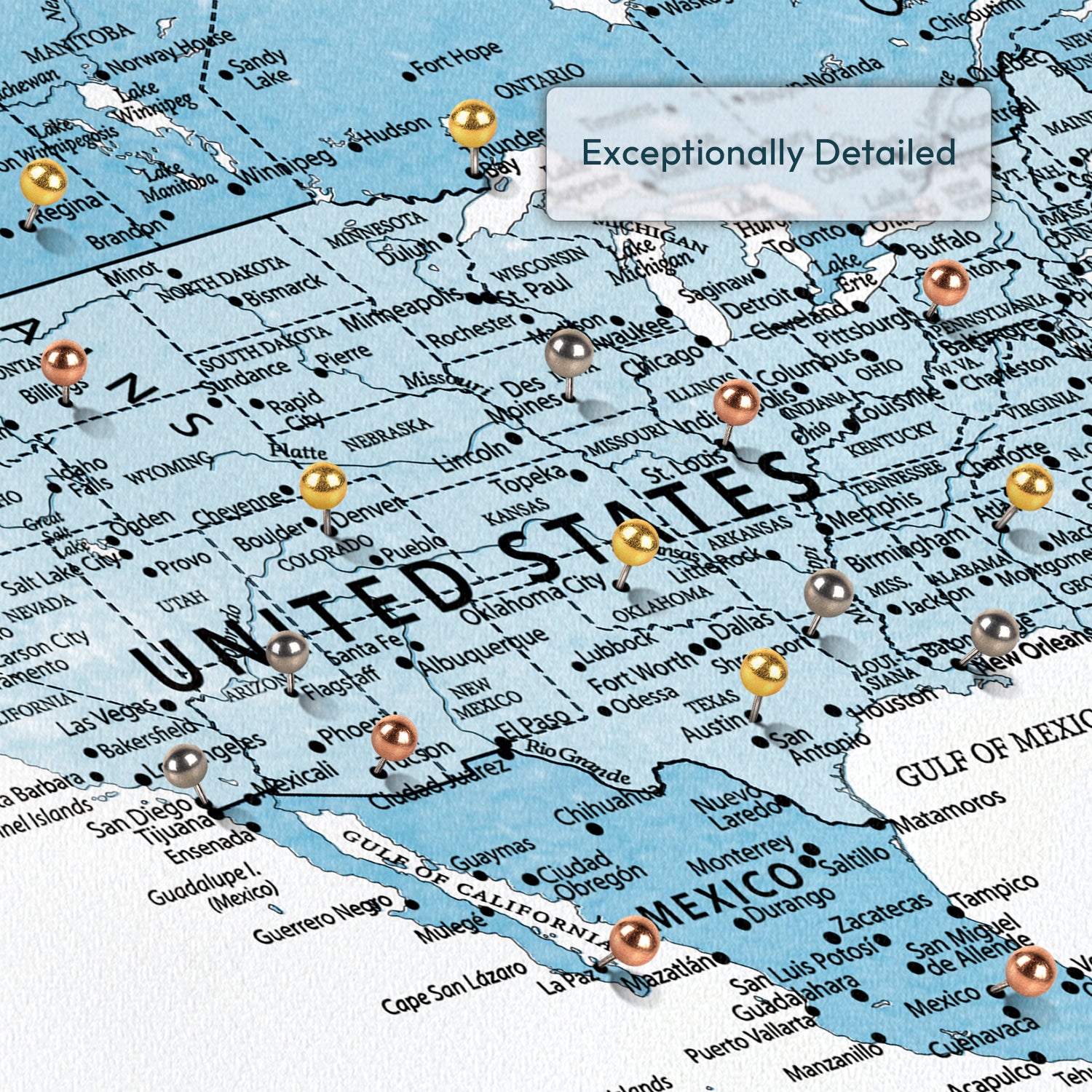 Personalized Adventure in Beautiful Places Push Pin World Map 3