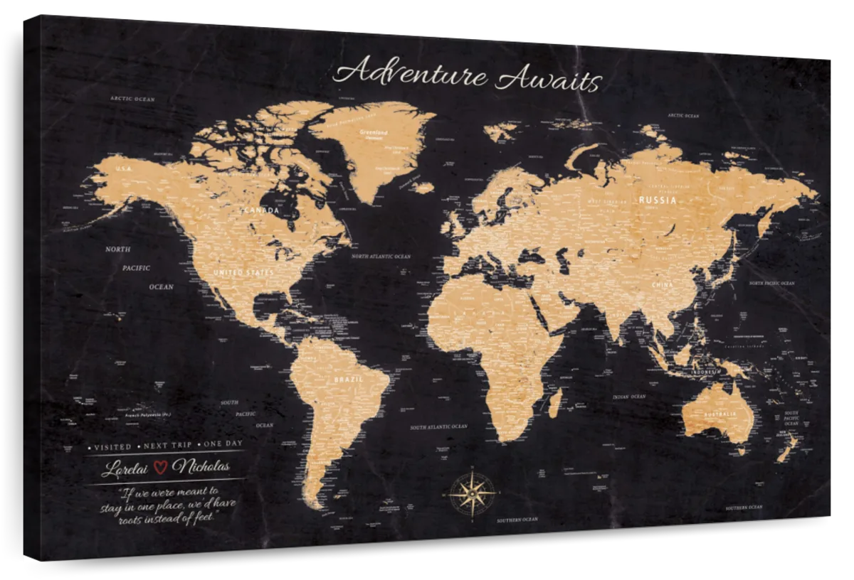 Personalized Adventures Await Push Pin World Map 1