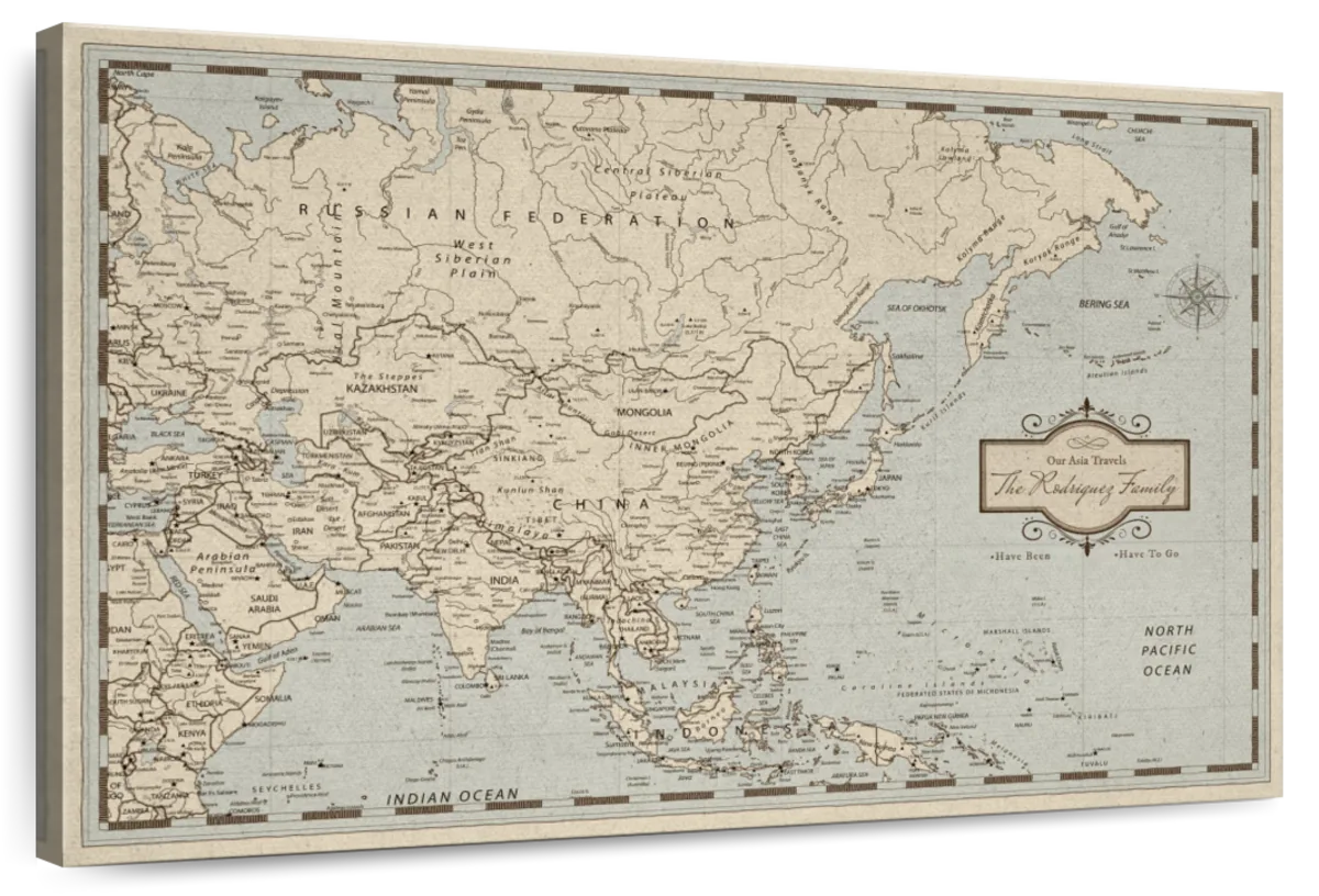 Personalized Adventures In Asia Push Pin Map 1