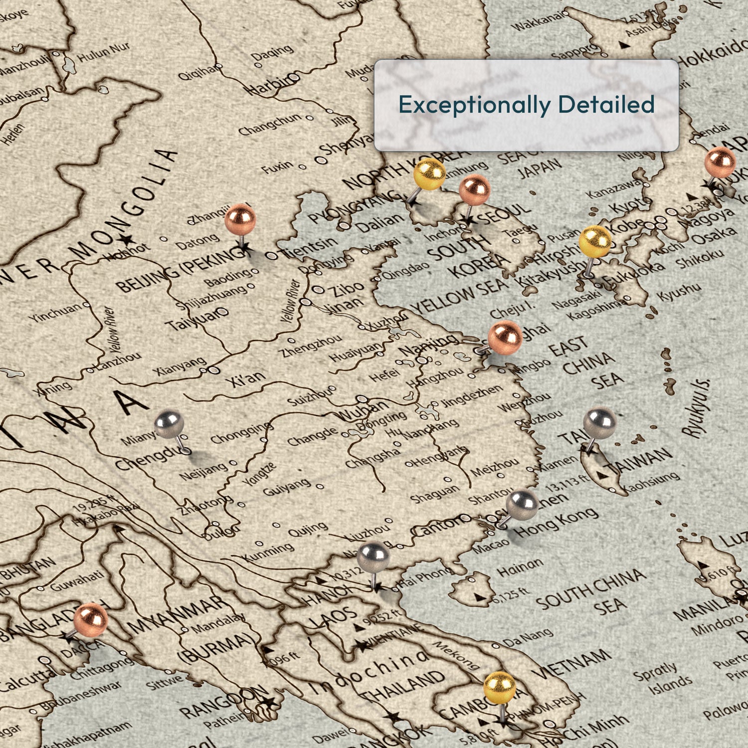 Personalized Adventures In Asia Push Pin Map 3