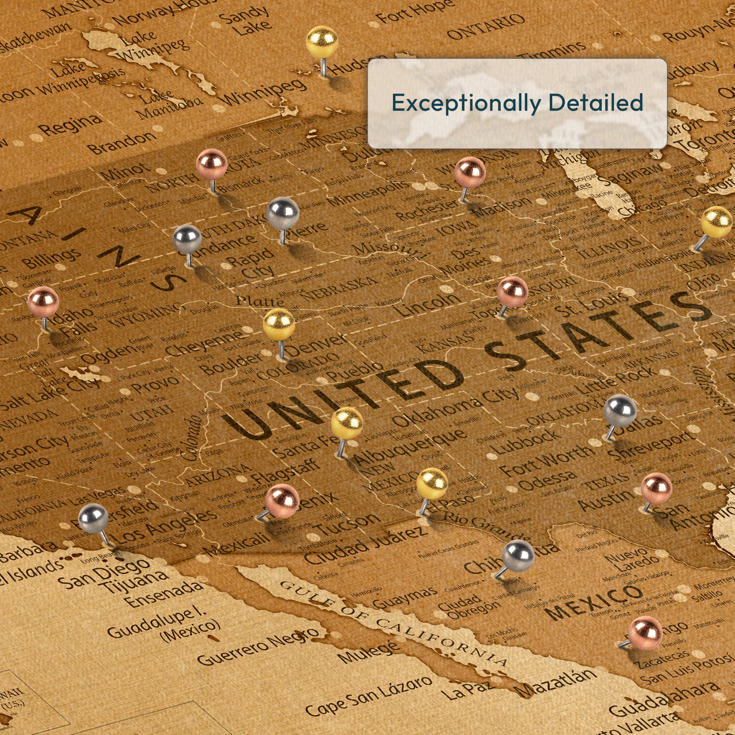 Personalized Antique Journeys Push Pin USA Map 3