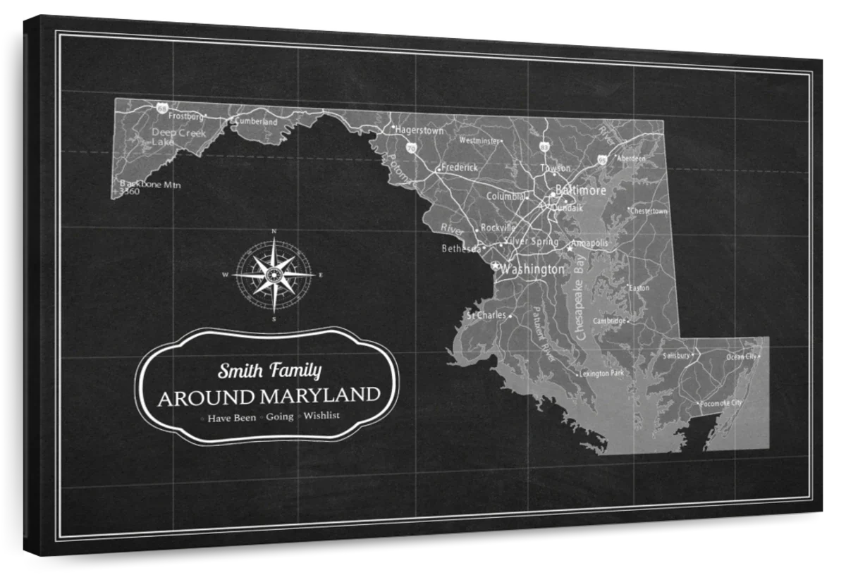 Personalized Around Maryland Push Pin Map 1