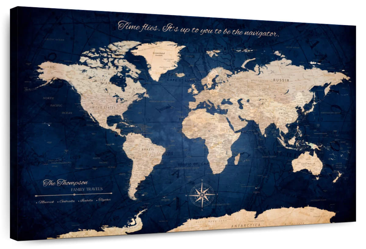 Personalized Be the Navigator Push Pin World Map 1