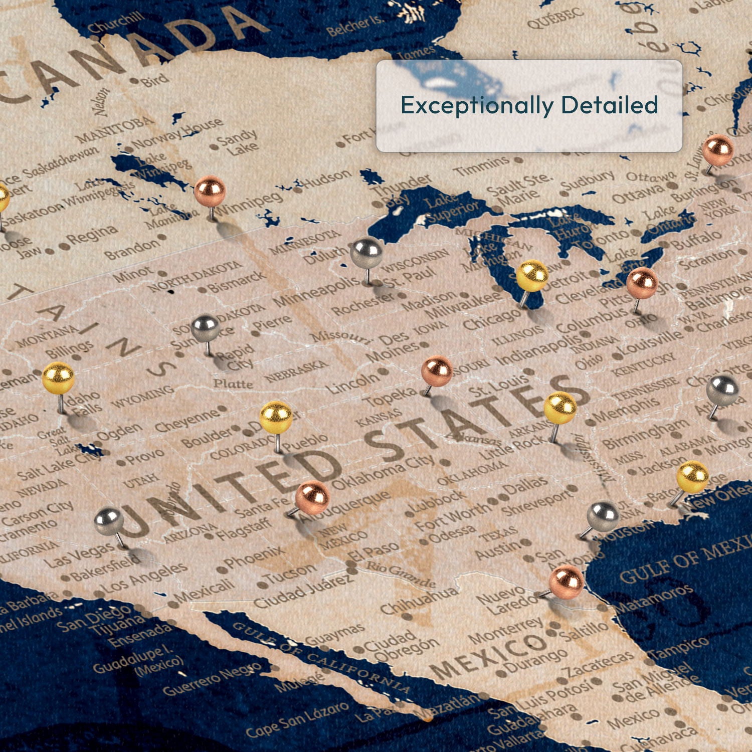 Personalized Be the Navigator Push Pin World Map 4