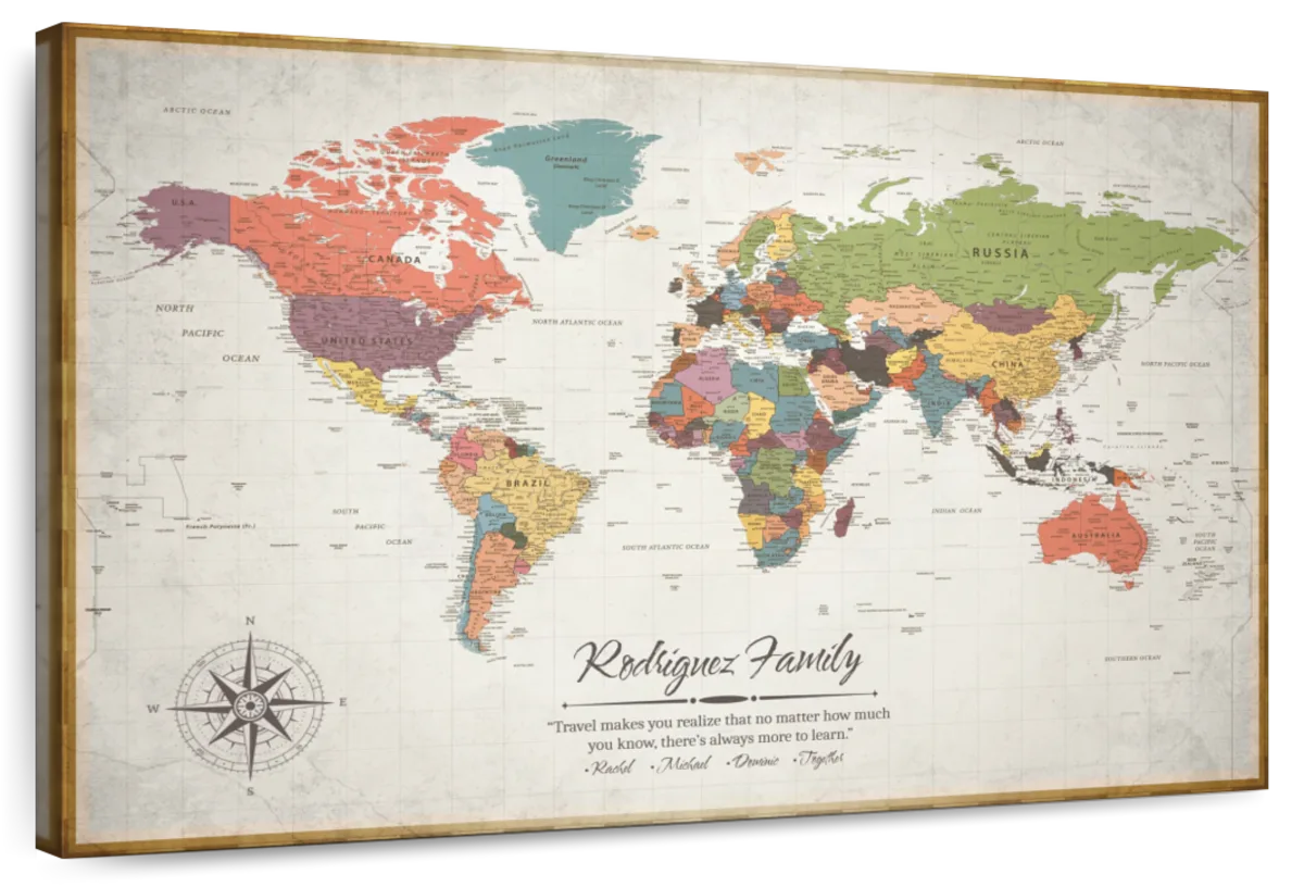 Personalized Beyond Borders Push Pin World Map 1