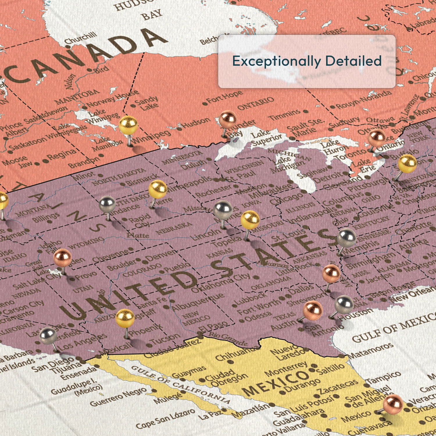 Personalized Beyond Borders Push Pin World Map 4