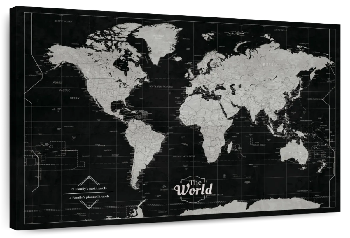 Personalized Black and White Journeys Push Pin Travel Map 1