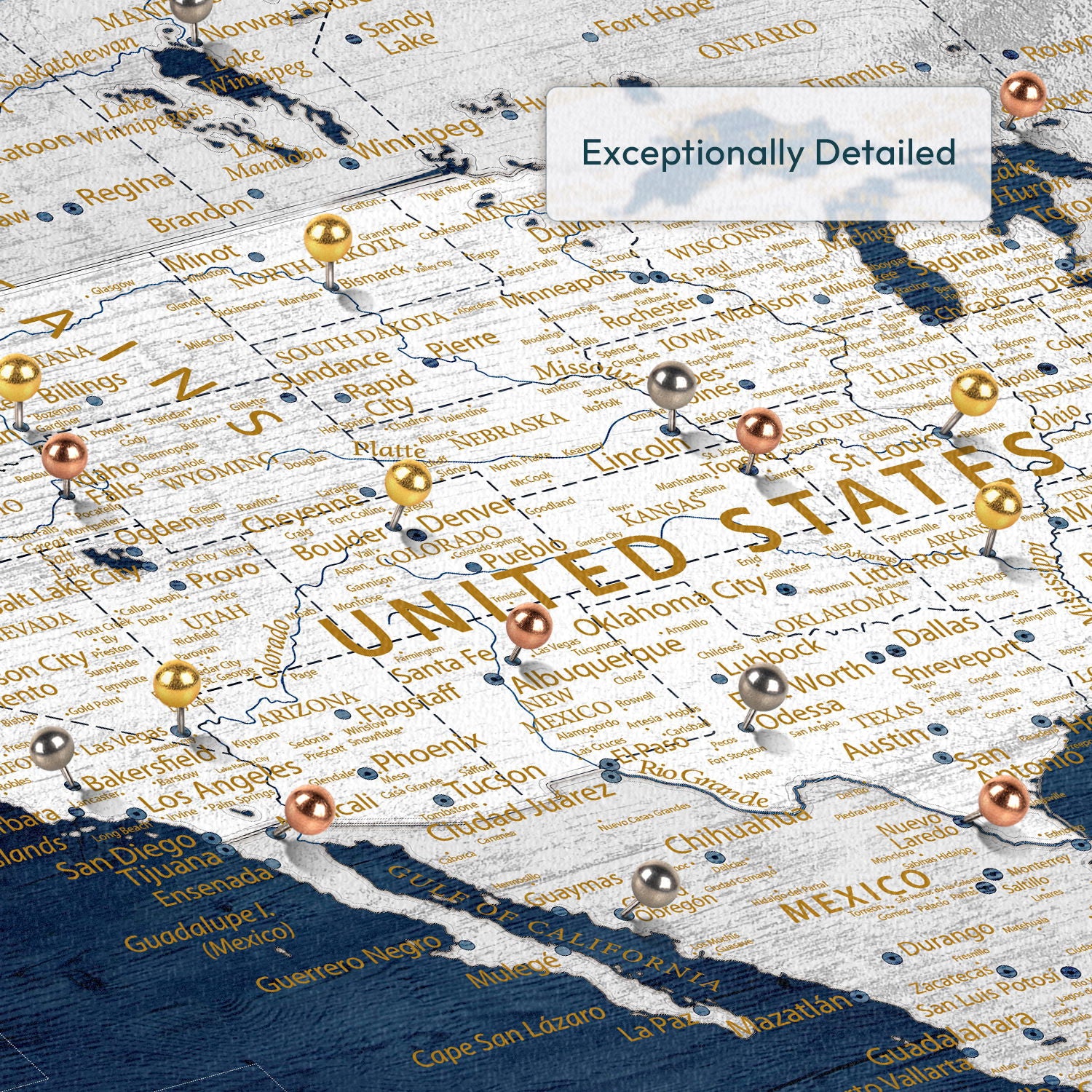 Personalized Bold Horizons Push Pin USA Map 4