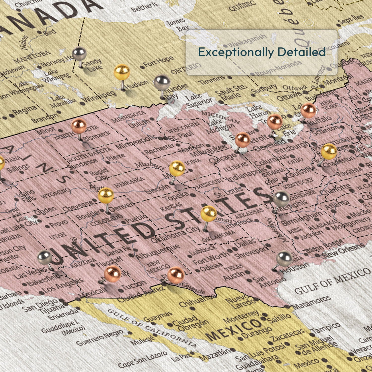 Personalized Bright Journey Push Pin World Map 4