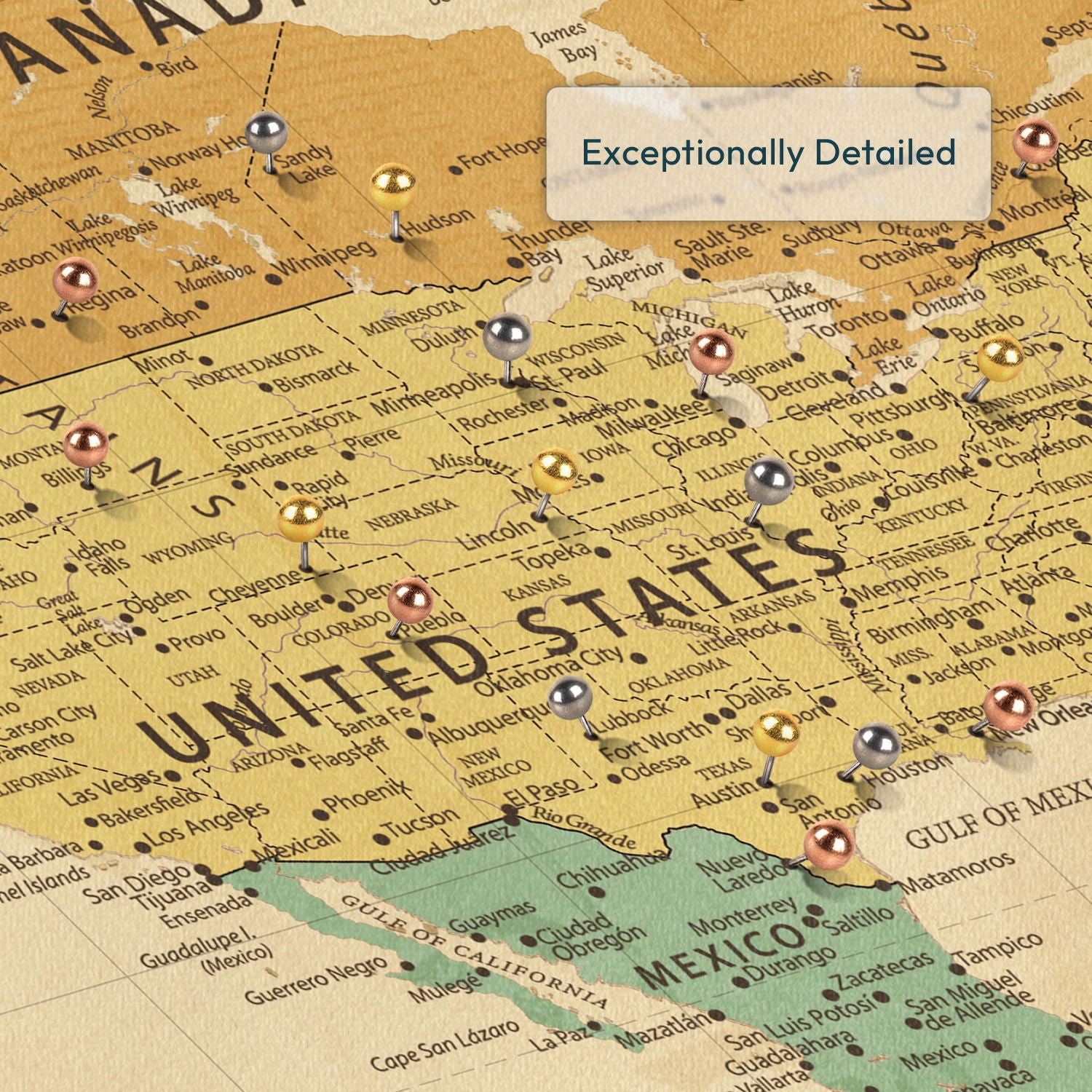Personalized Classic Journey Push Pin World Map 4