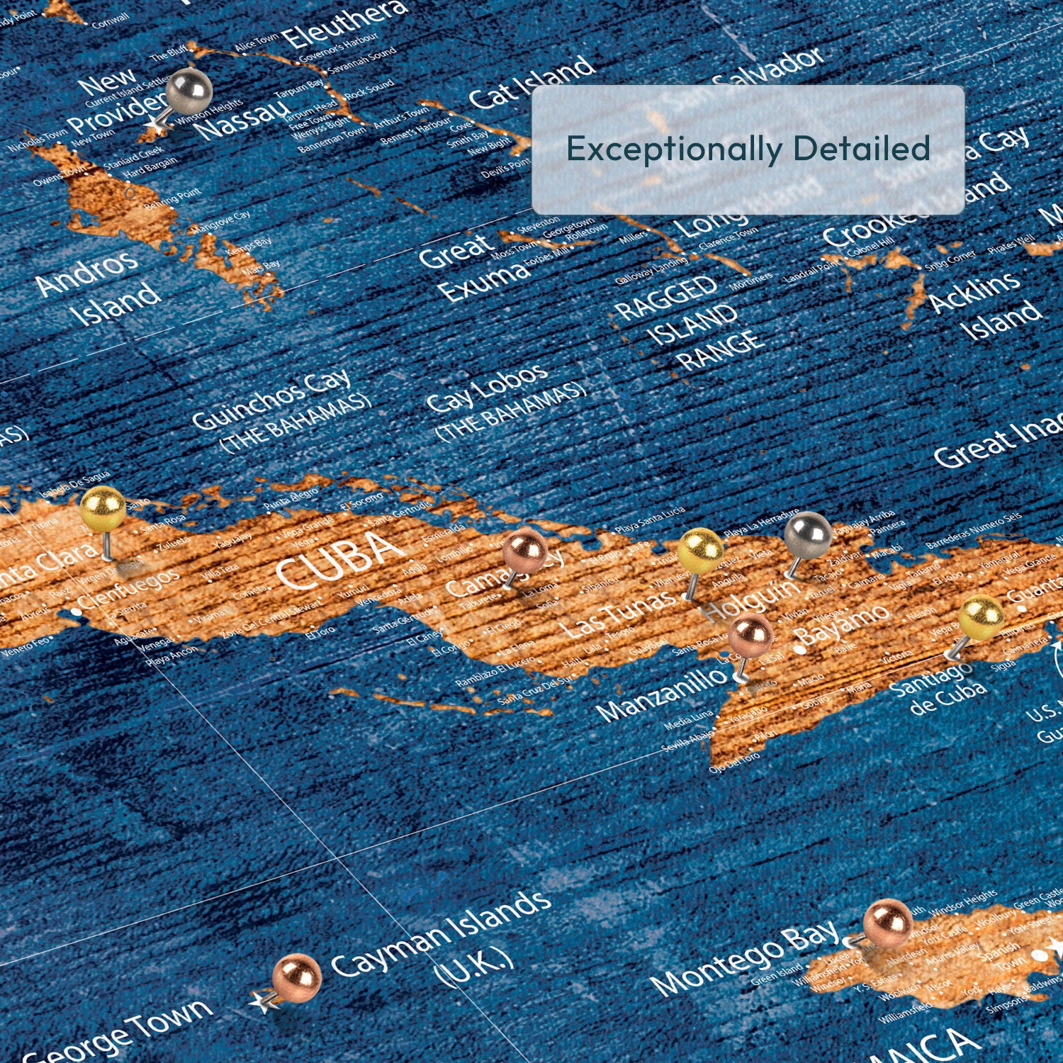 Personalized Coastal Quest Caribbean Push Pin Map 4