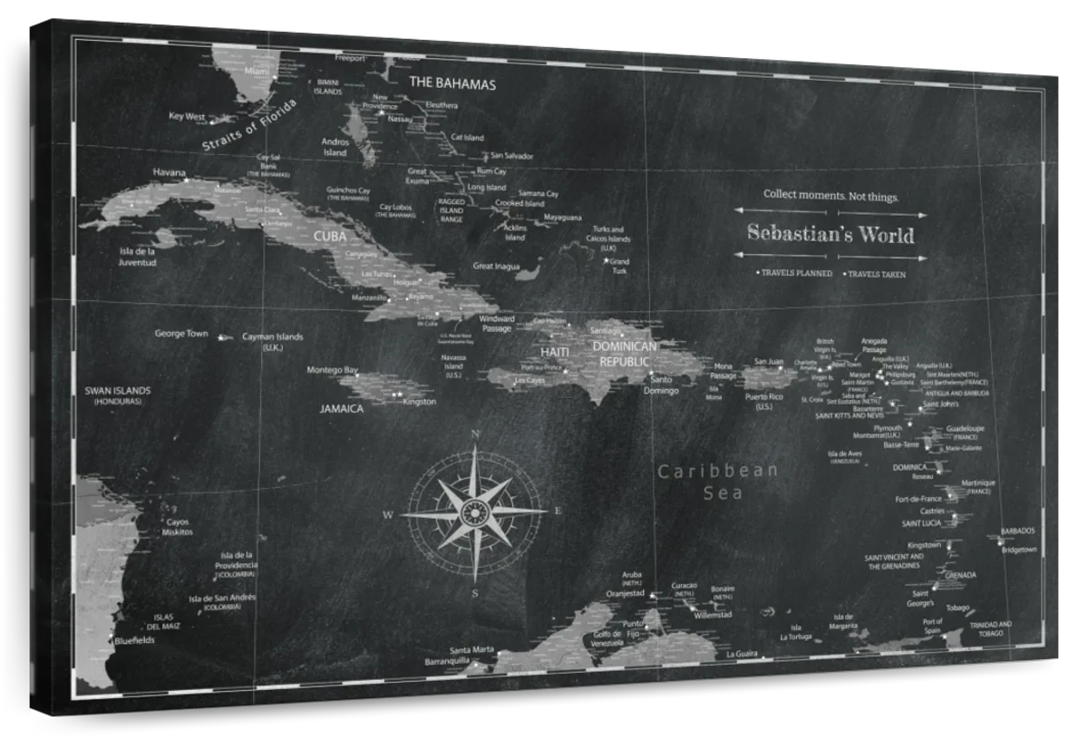 Personalized Collect Memories Caribbean Push Pin Map 1