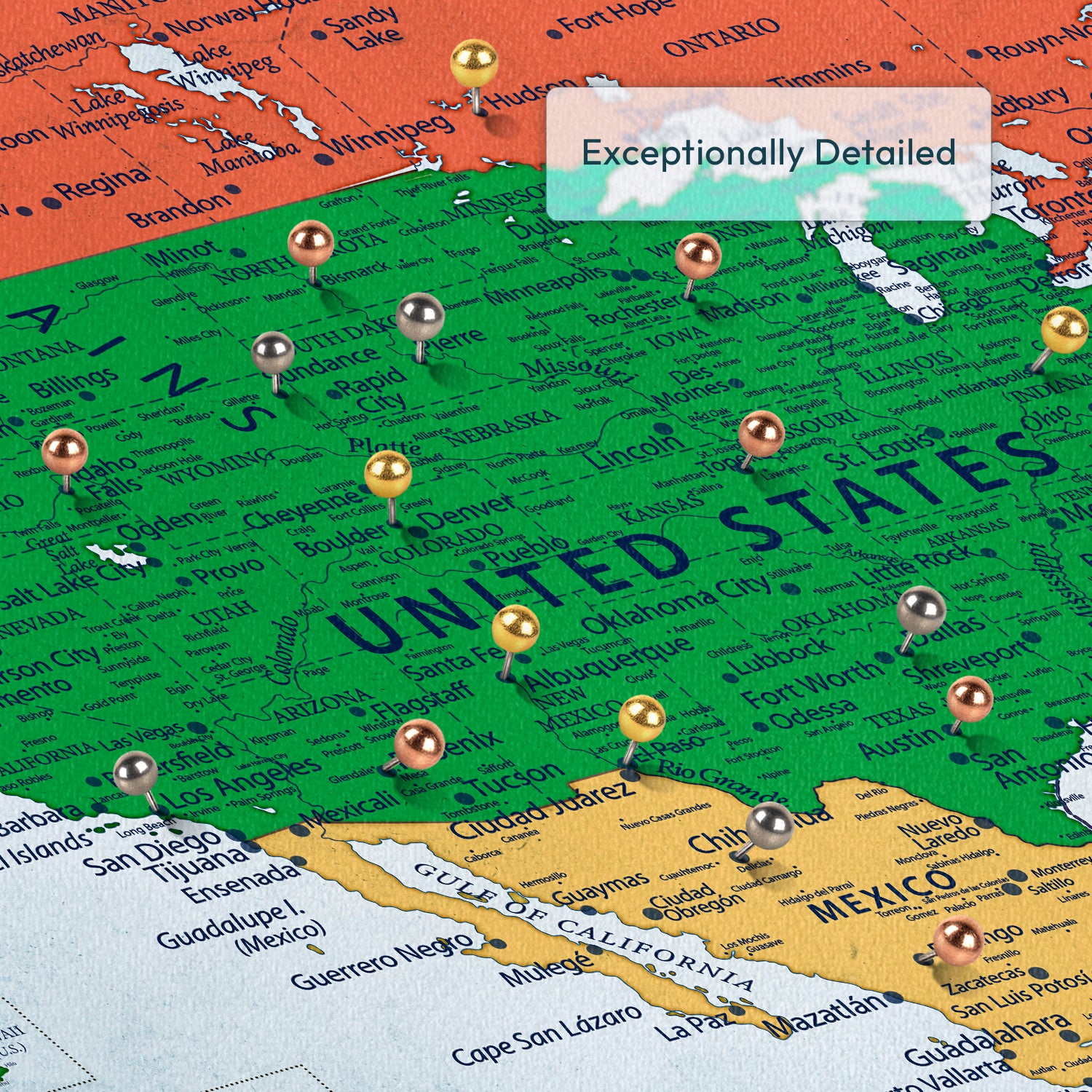 Personalized Colorful Memories Push Pin USA Map 3