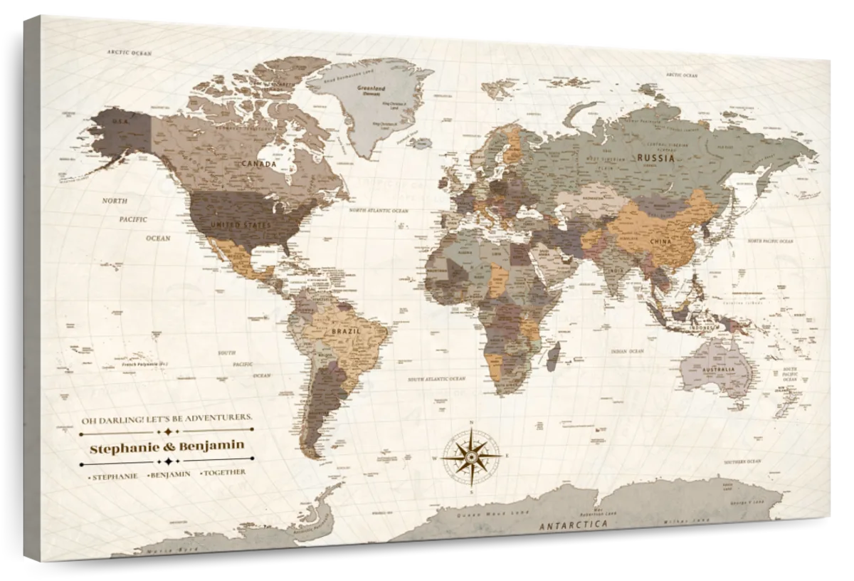Personalized Discover Together Push Pin World Map 1