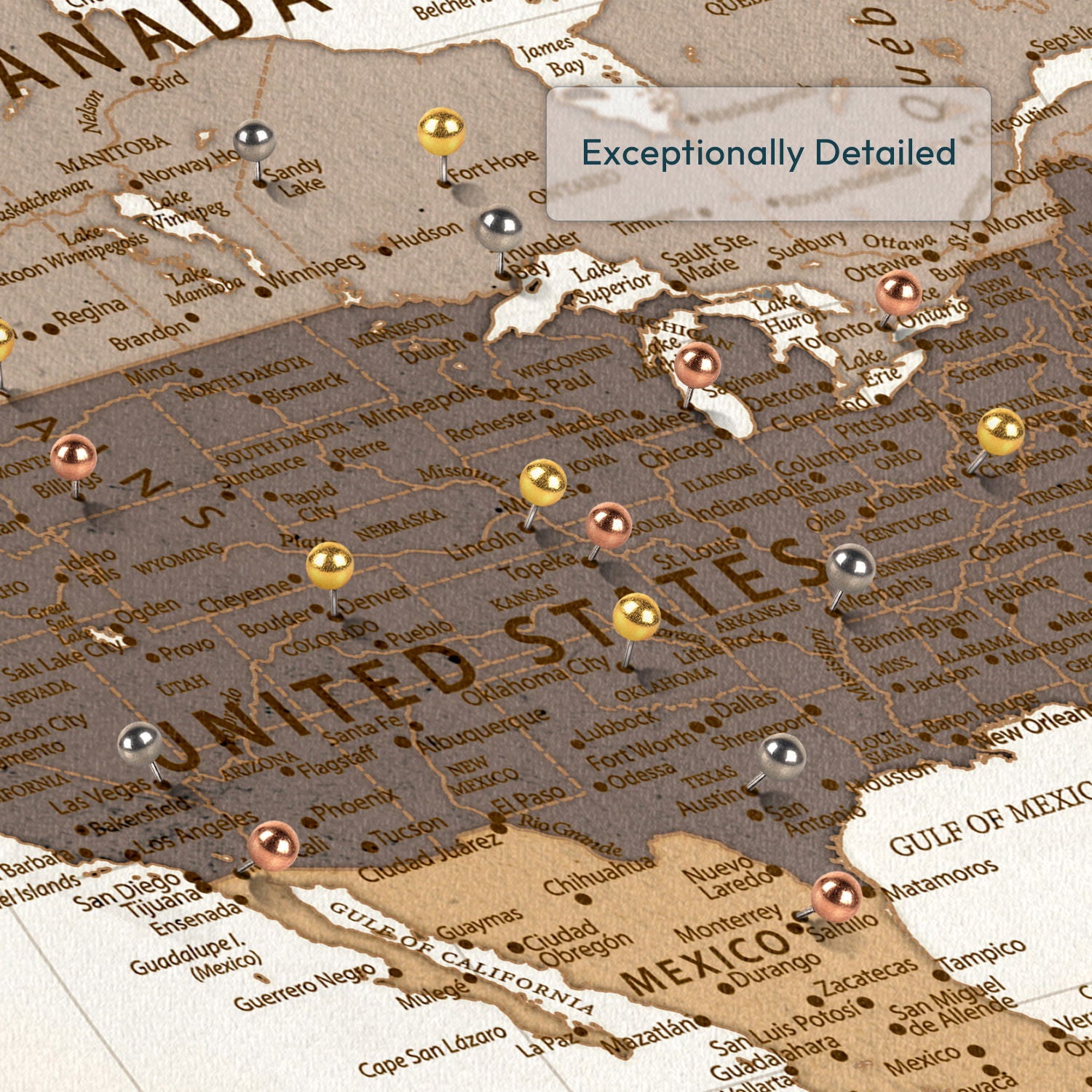 Personalized Discover Together Push Pin World Map 4