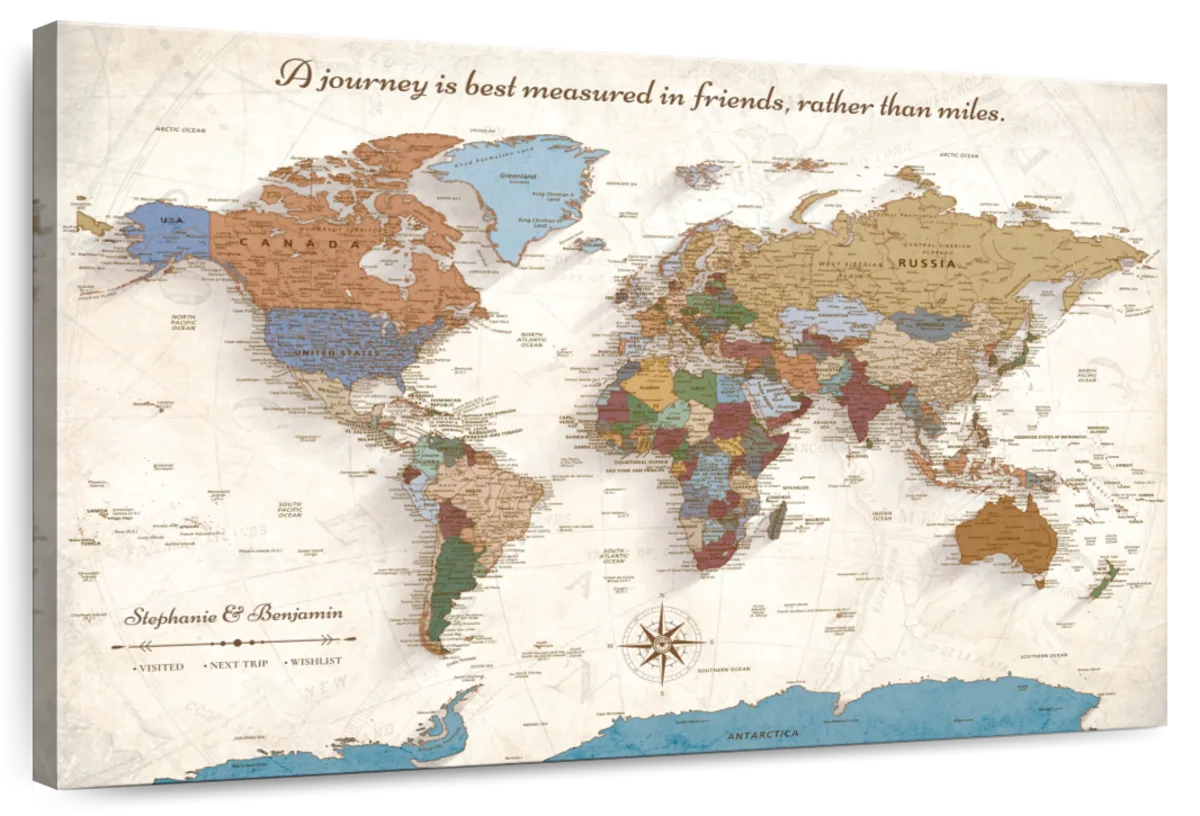 Personalized Explore Together Push Pin World Map