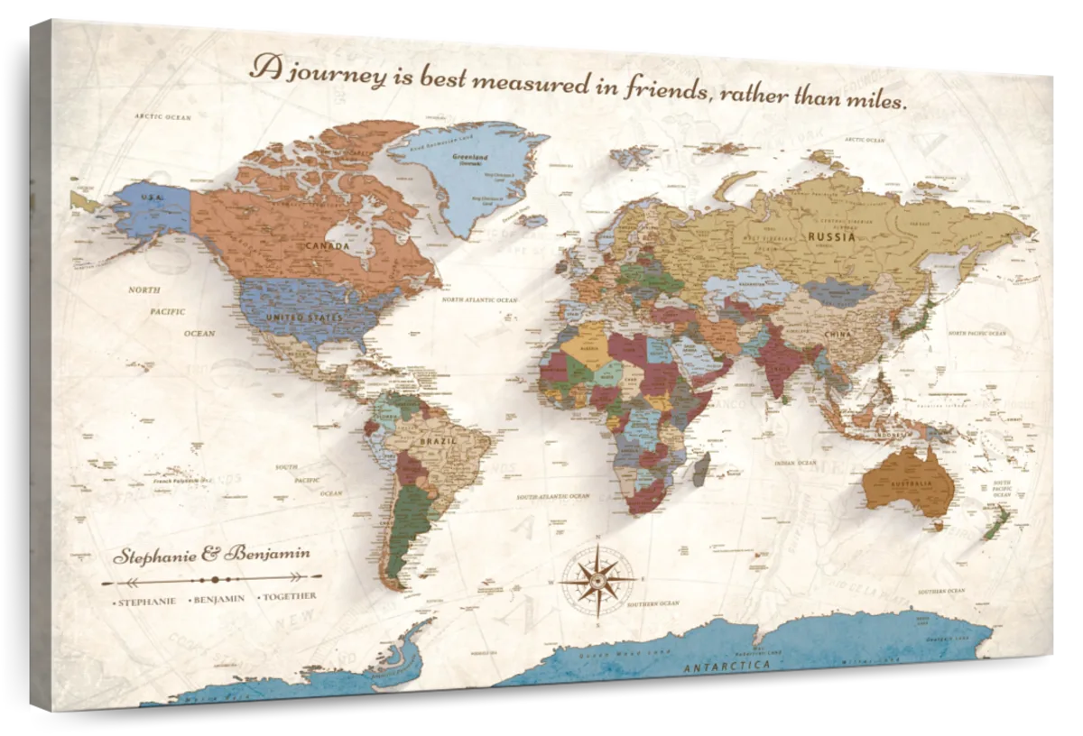 Personalized Explore Together Push Pin World Map 1