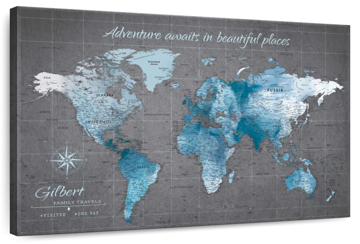 Personalized Exploring Beautiful Places Push Pin World Map 1
