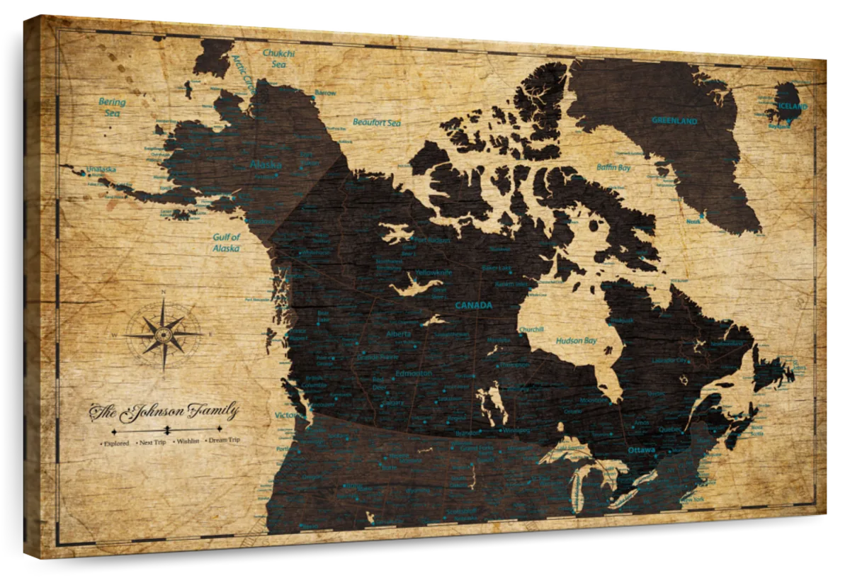 Personalized Family Adventures Canada Push Pin Map 1