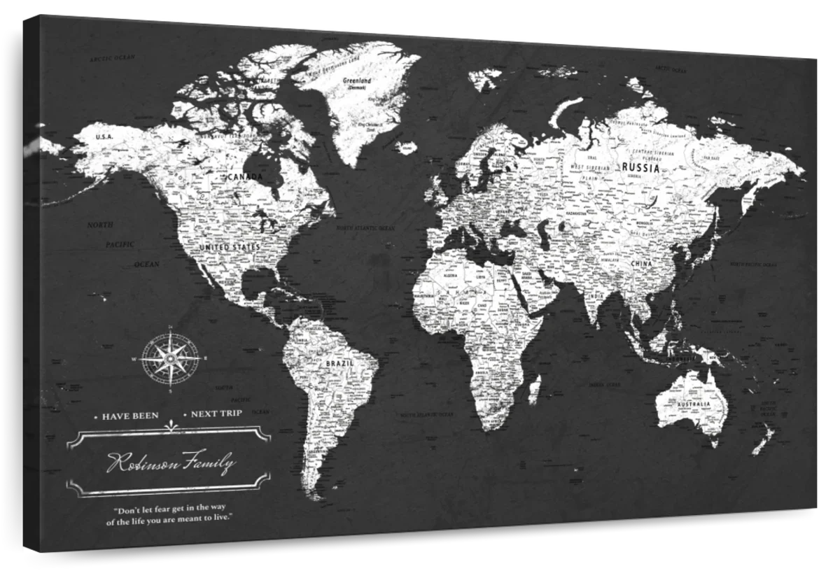 Personalized Family Journey Push Pin World Map 1
