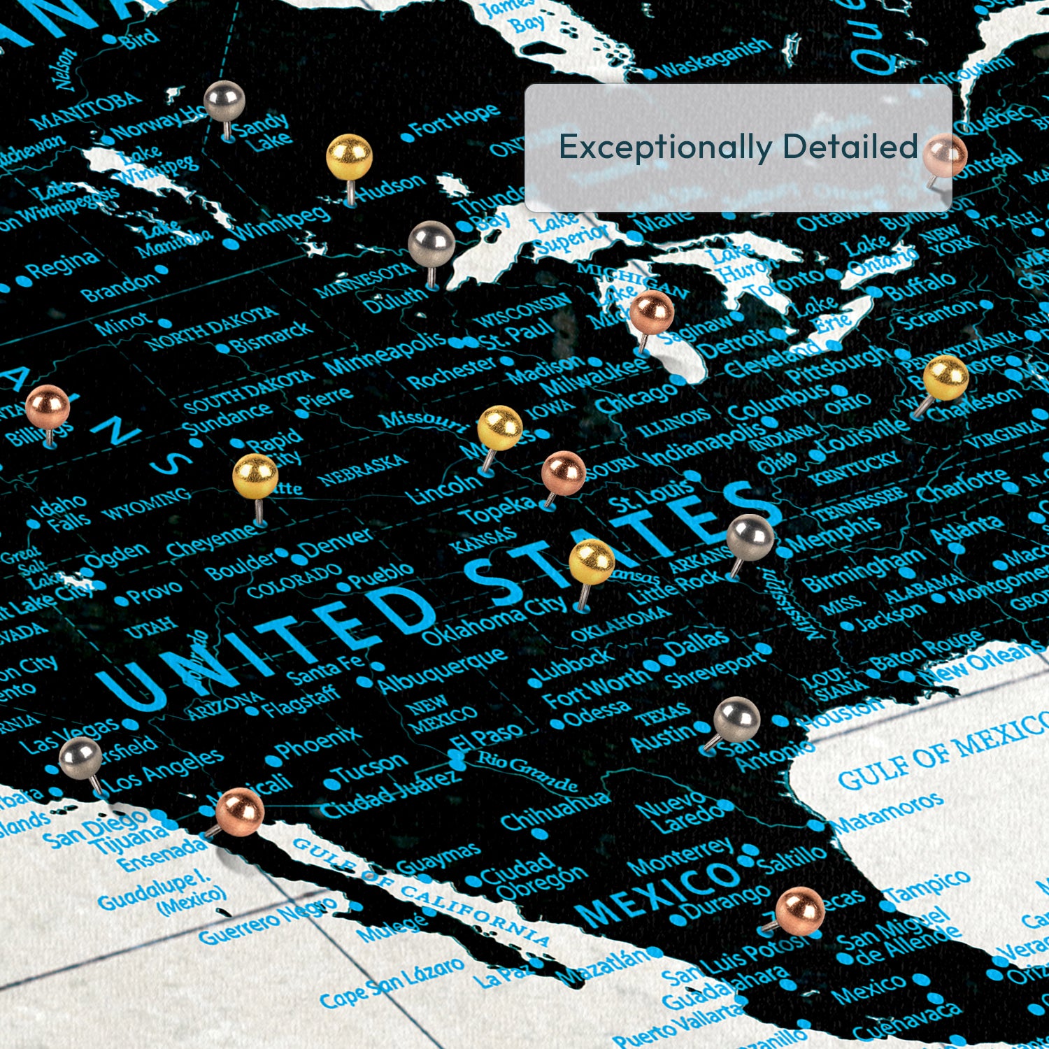 Personalized Family Travel Memories Push Pin World Map 3