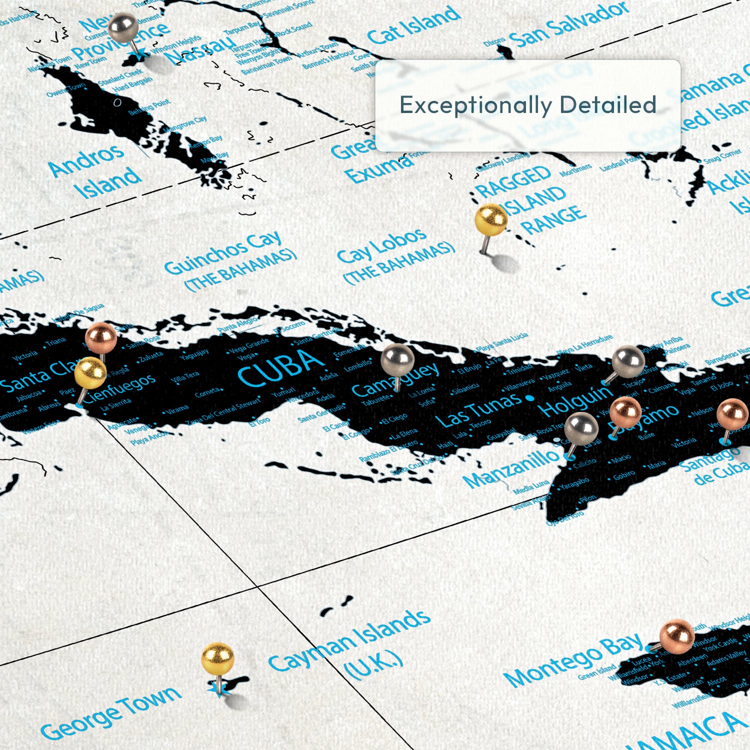 Personalized Family Travels Caribbean Push Pin Map 3