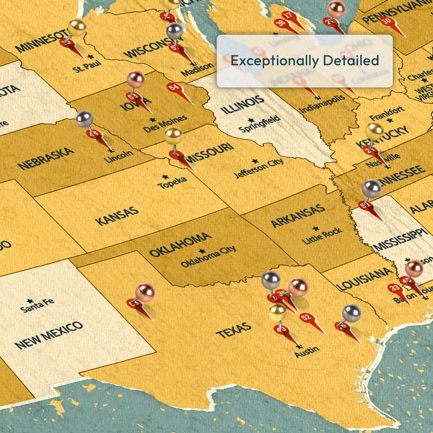 Personalized Football Stadium Adventures Push Pin USA Map 3