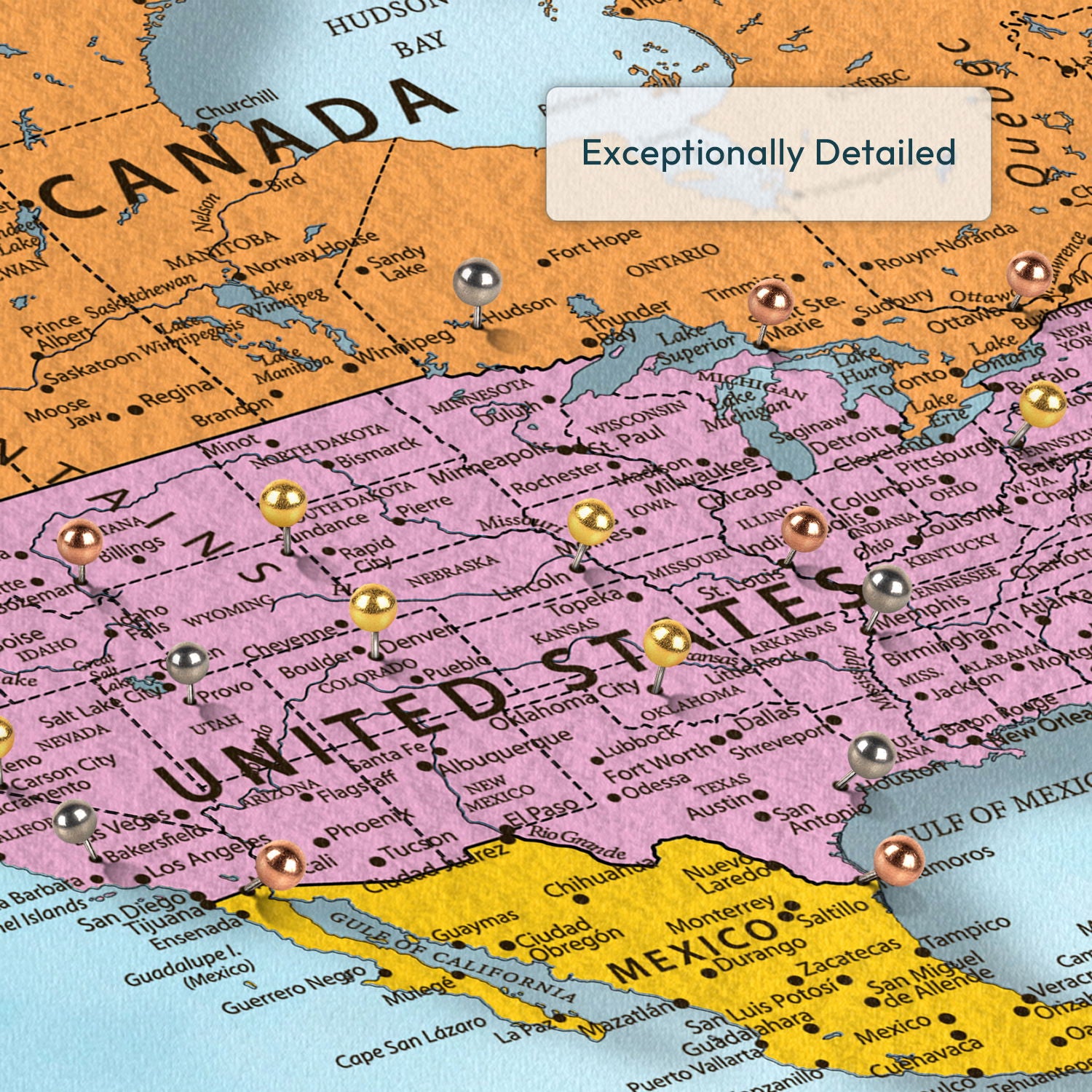 Personalized Global Landmarks Push Pin World Map 4