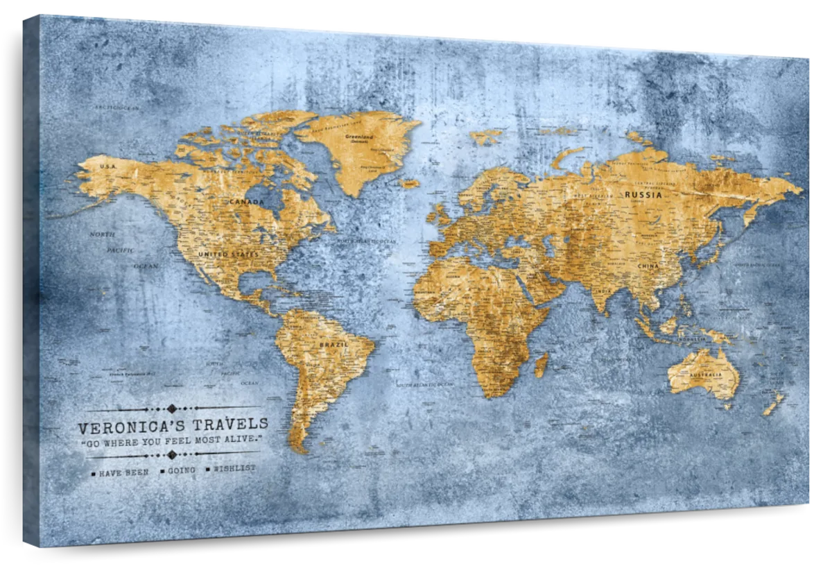Personalized Go Where You Feel Alive Push Pin World Map 1