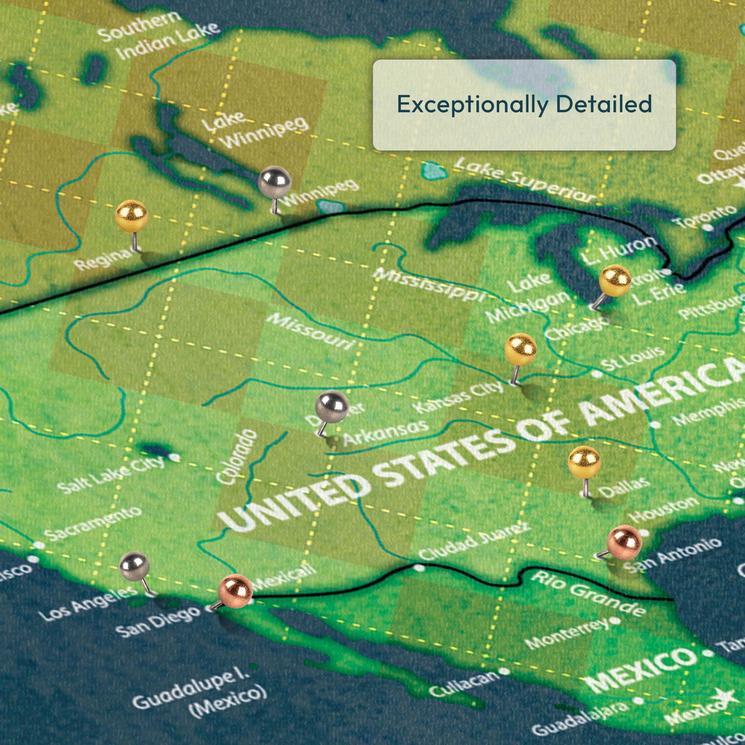 Personalized Golf Quest Push Pin World Map 4
