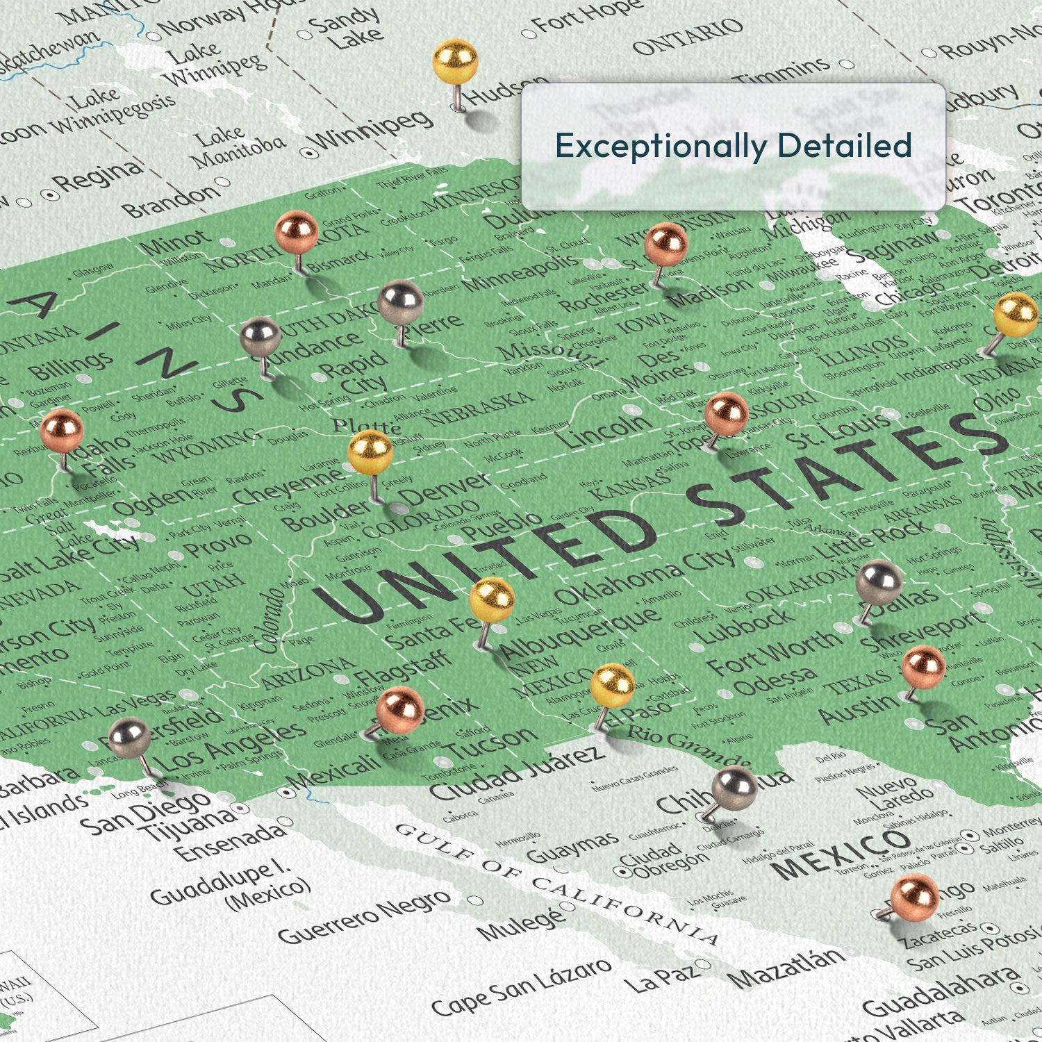 Personalized Green Adventures Push Pin USA Map 3