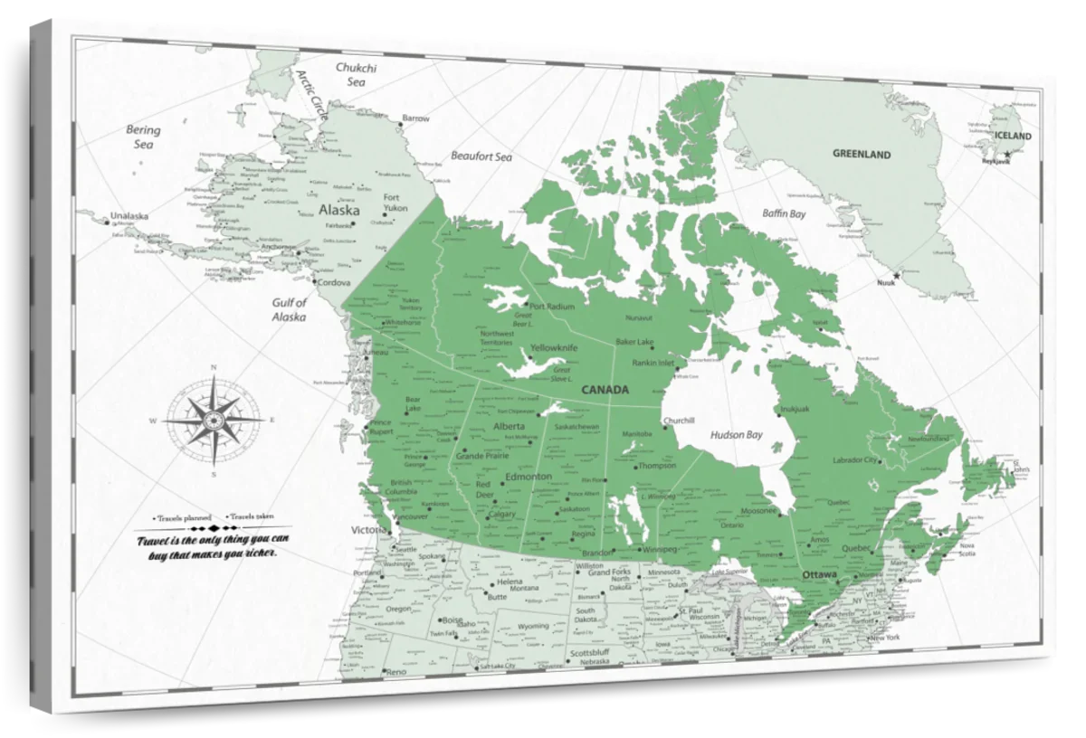 Personalized Green Trails Canada Push Pin Map 1