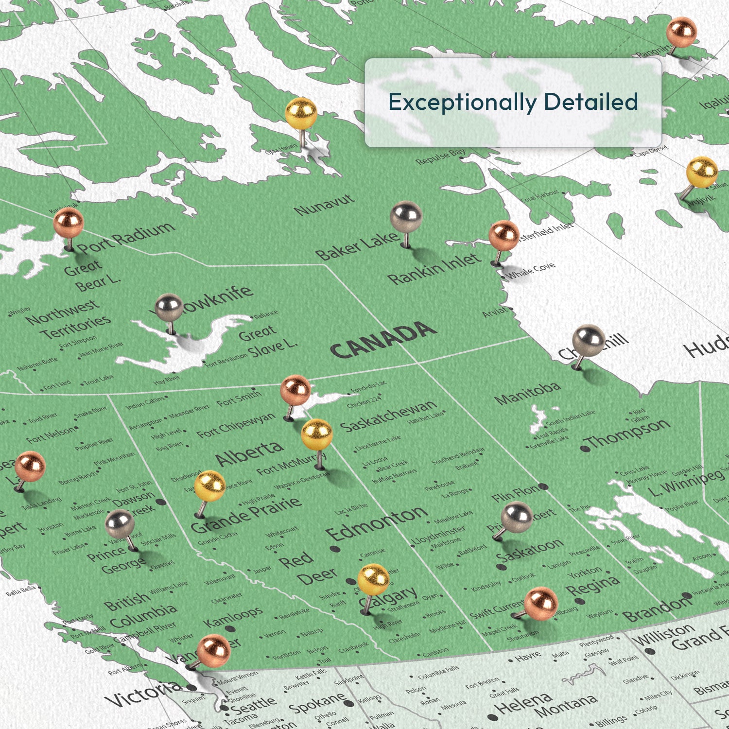 Personalized Green Trails Canada Push Pin Map 3