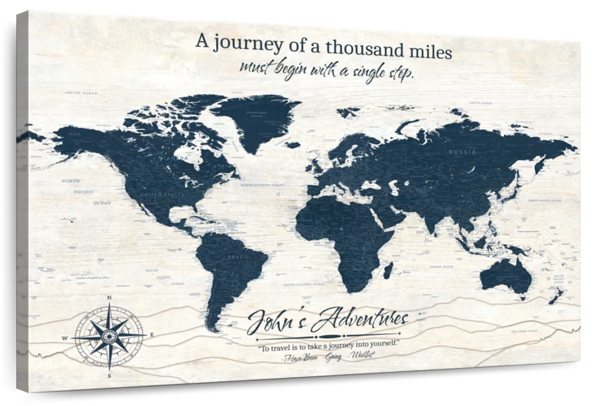 Personalized Journey Continues Push Pin World Map 1