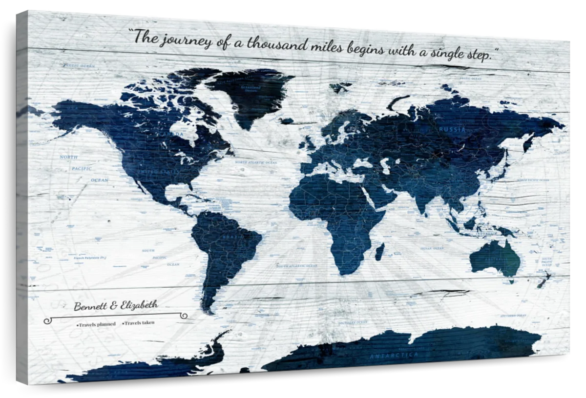 Personalized Journey Unfolding Push Pin World Map 1