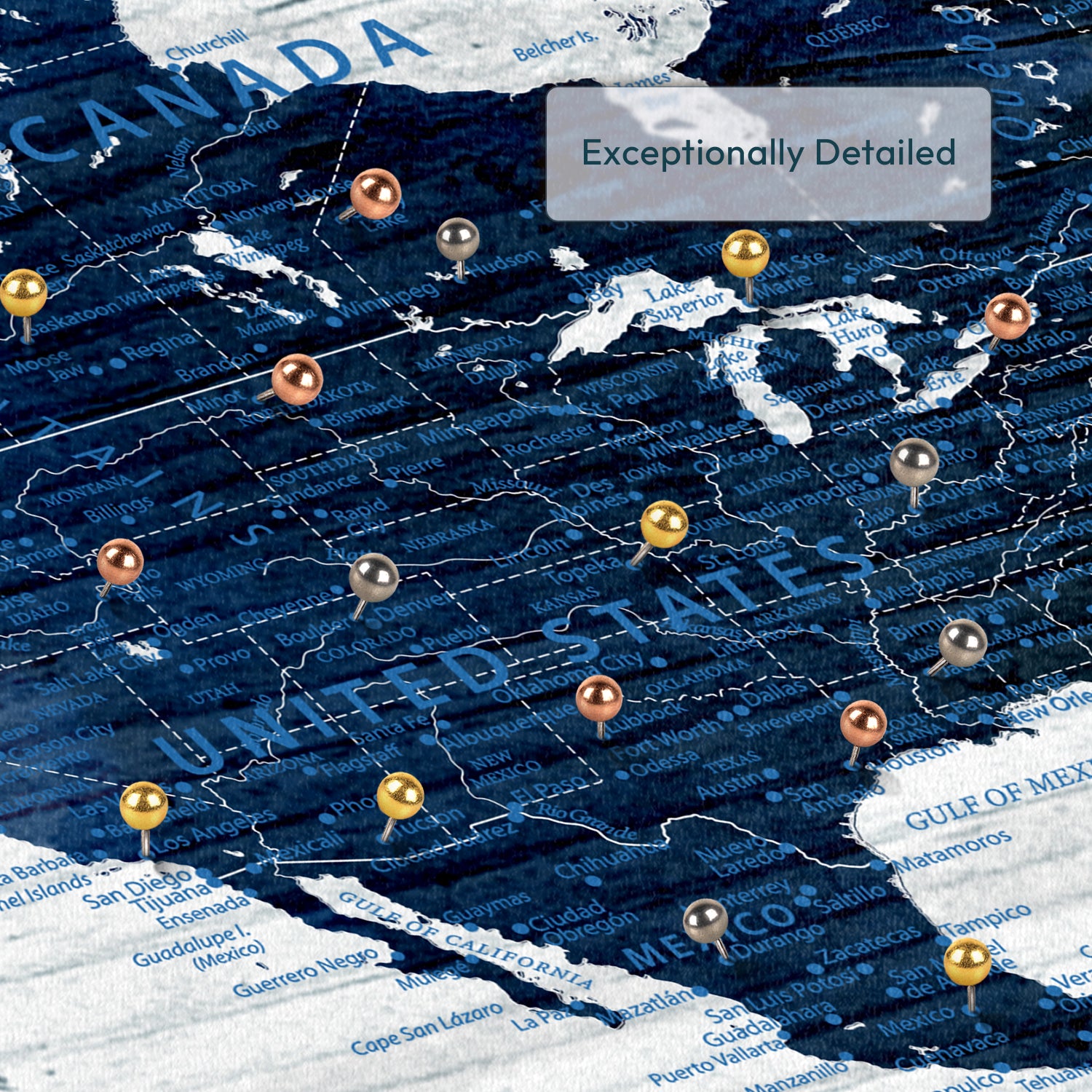 Personalized Journey Unfolding Push Pin World Map 3