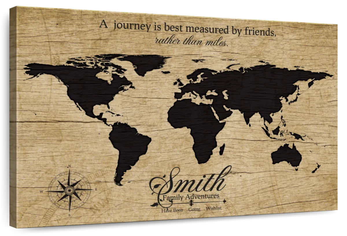 Personalized Journey With Friends Push Pin World Map 1