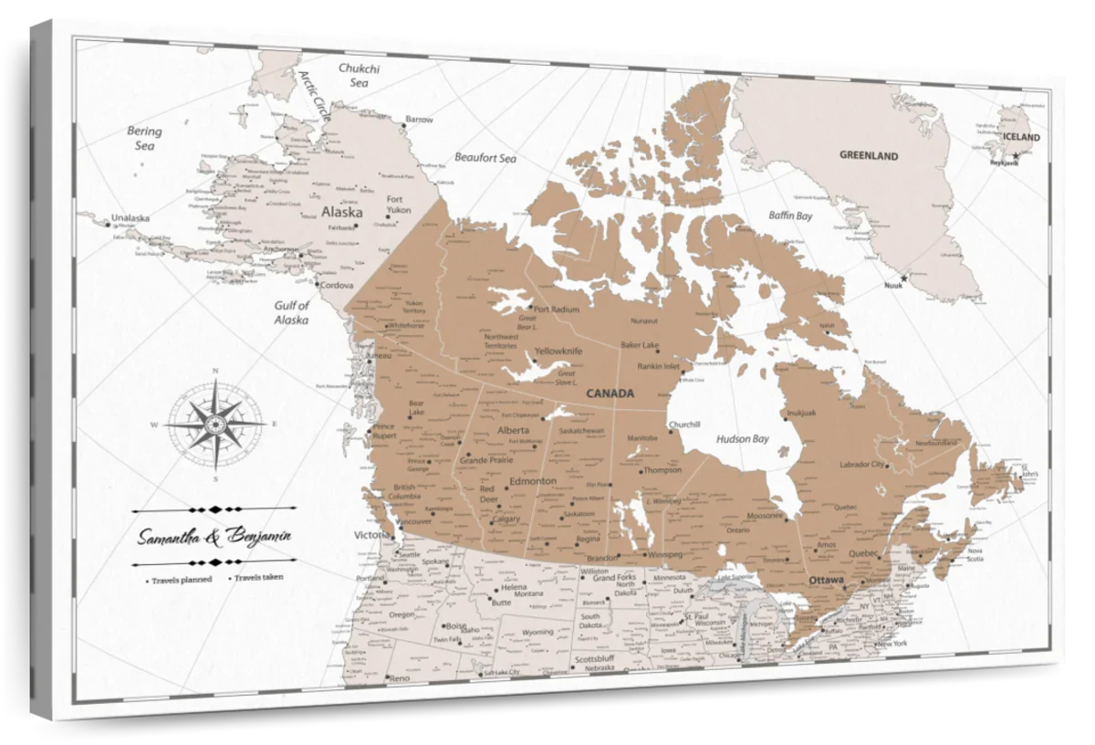 Personalized Journeys Across Canada Push Pin Map 1