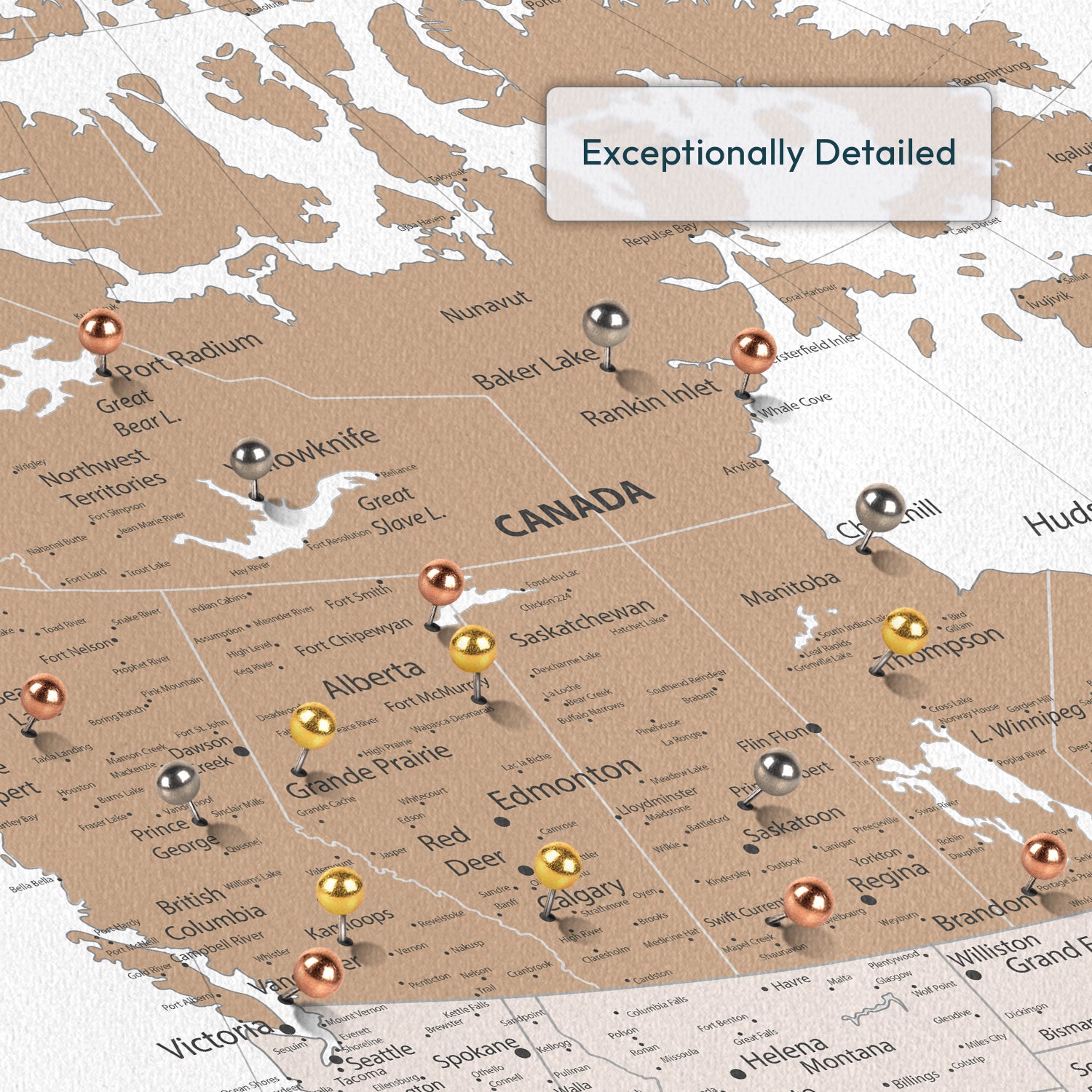 Personalized Journeys Across Canada Push Pin Map 3