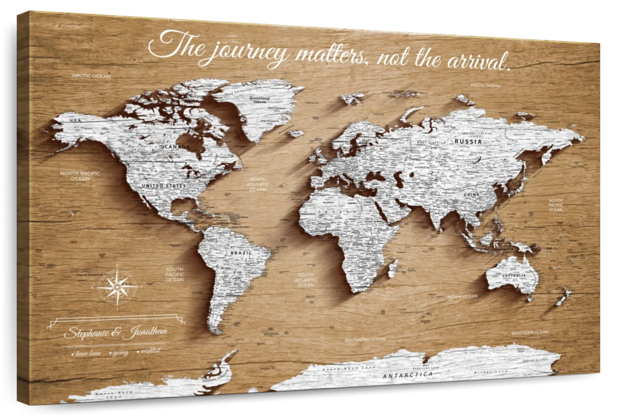 Personalized Journeys Forward Push Pin World Map 1
